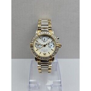 Womens Anne Klein Diamond 30mm Two Tone Mother Of Pearl Dress Watch New Battery